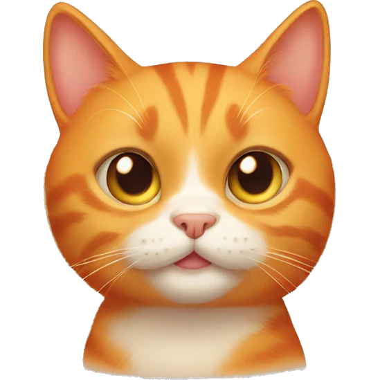 orange cat with silly face and a little bow in its ear emoji