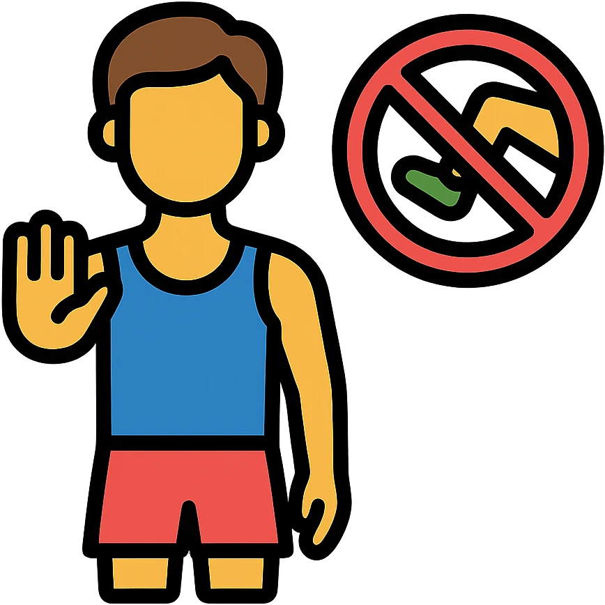 simple modern icon showing a person avoiding leg day, fitness theme emoji