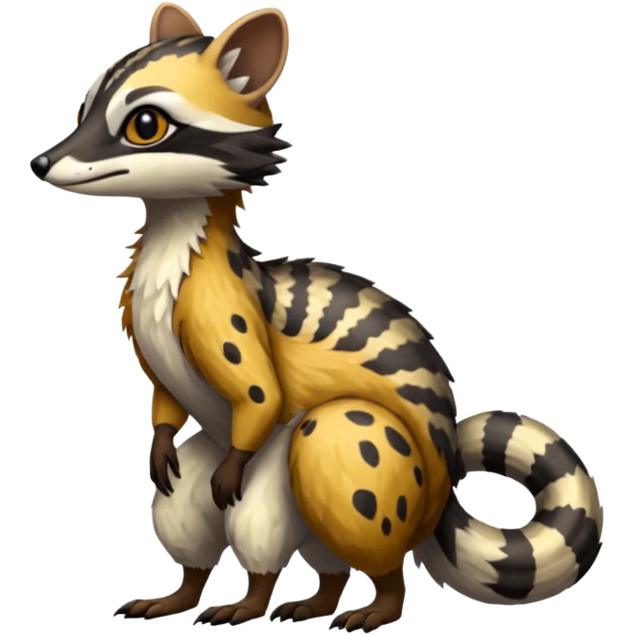 Civet-Numbat-Sergal-fusion-hybrid-animal-creature, full body emoji
