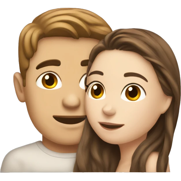 Brown hair white guy kissing brown hair white girl  emoji