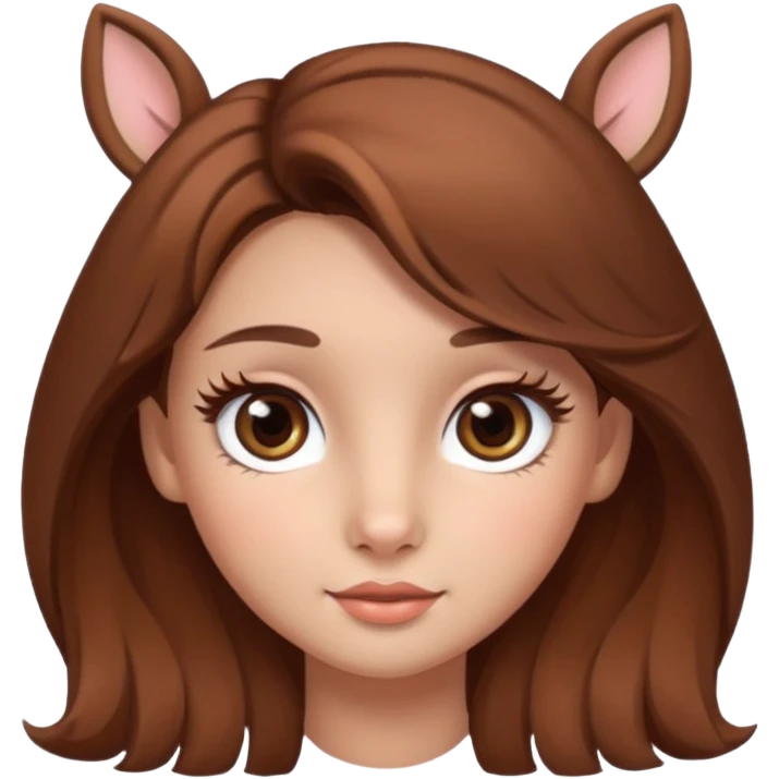Make a cute girl deer with brown hair and big brown eyes give her cute lashes emoji