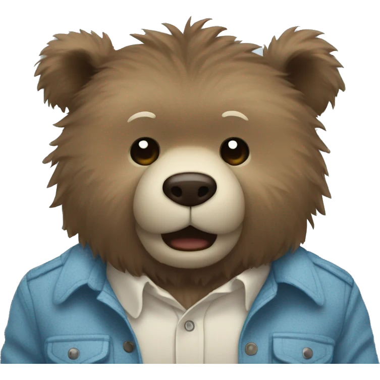 Blue fuzzy bear wearing button up shirt punching   emoji