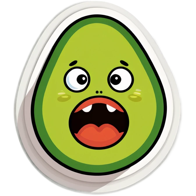 Avocado with nails and eyes and mouth emoji