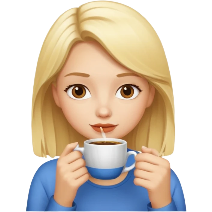 A blonde girl drinking coffee  emoji