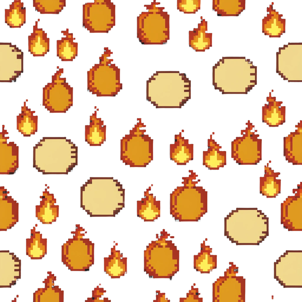 Bomberman right-facing end-cap explosion tile, flames ending and tapering rightward with pronounced flame wisps, orange/yellow with more red at the tips, extending about 70% into right direction emoji