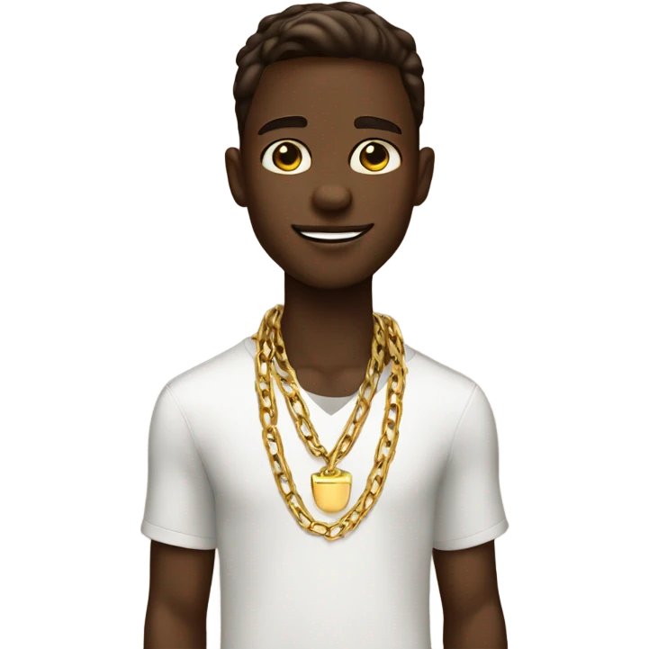 handsome chocolate boy with gold chains and swagger emoji