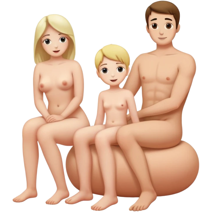 Full body. A naked woman sits on a naked man's penis  emoji