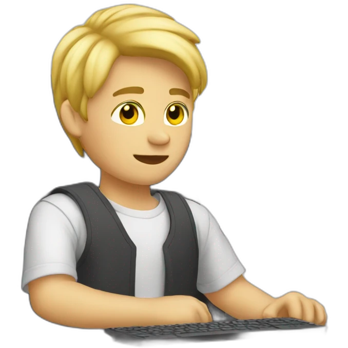 blond-boy-working-on-pc emoji