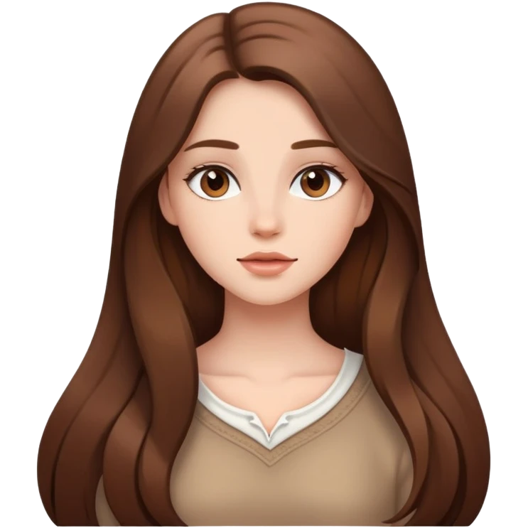 brown long hair girl with soft makeup emoji