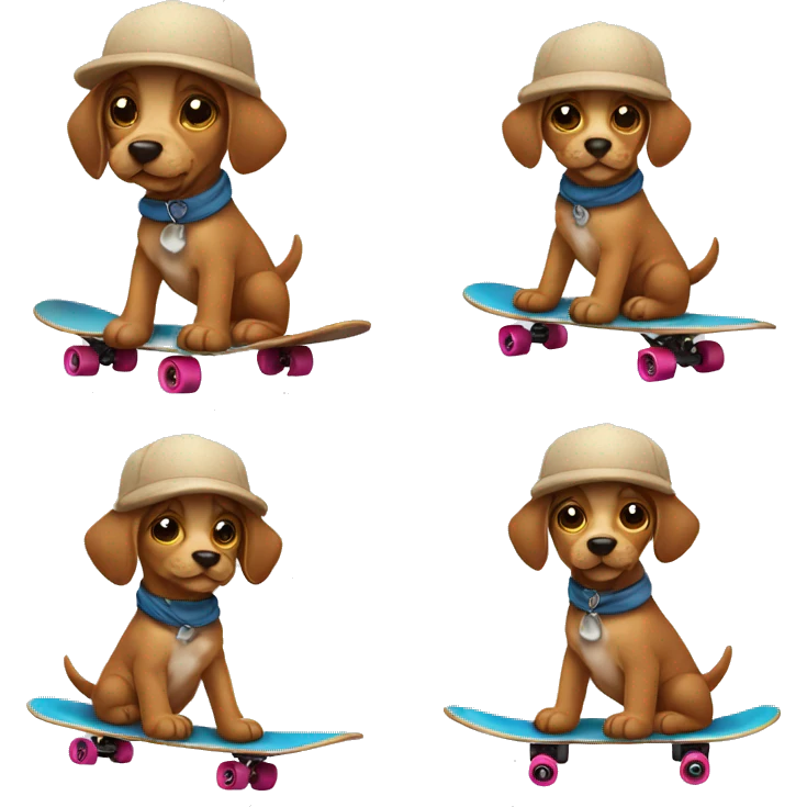 Puppy wearing hat riding skateboard  emoji