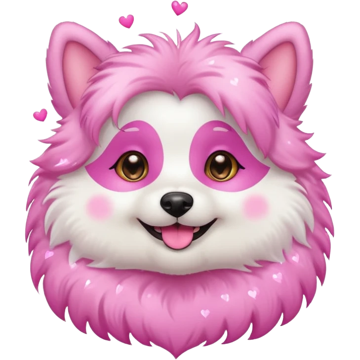 Cute dog with pink hearts and sparkles around her emoji