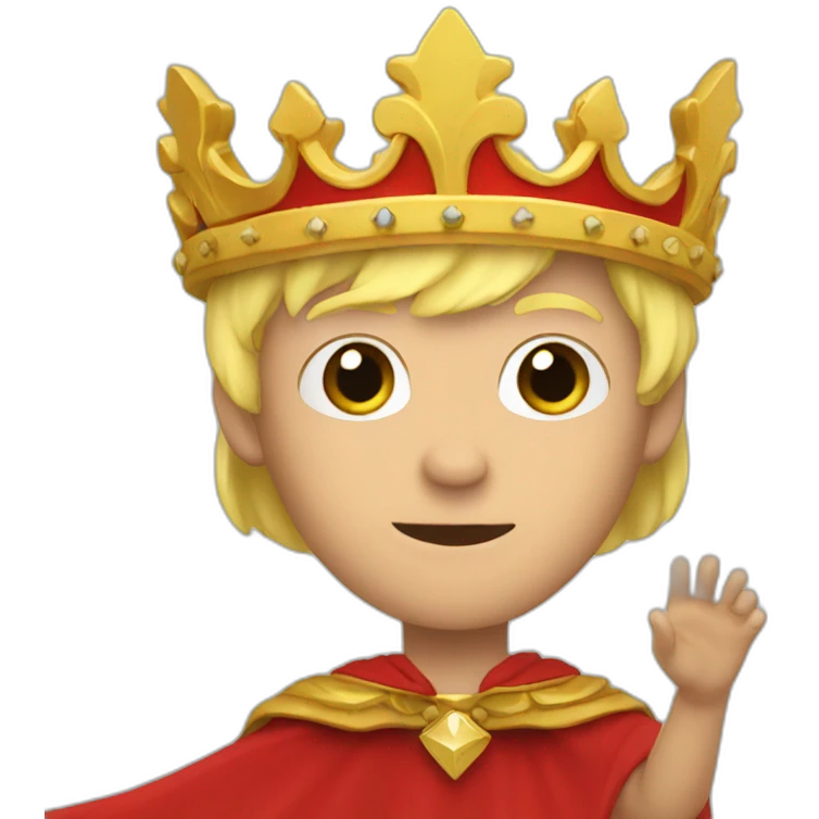 a blonde king in red cape raising both hands emoji