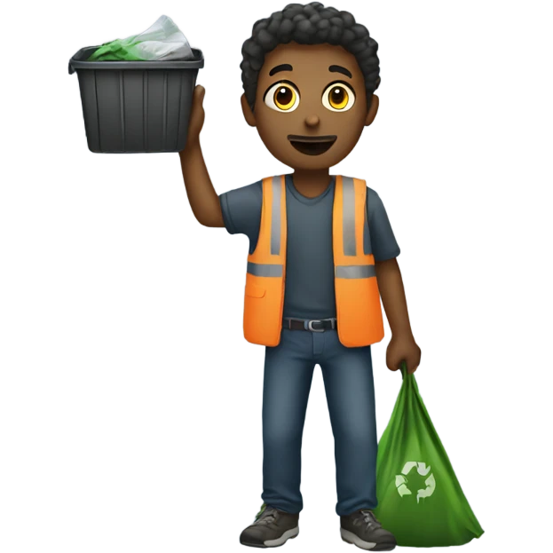 A man collecting garbage emoji. emoji
