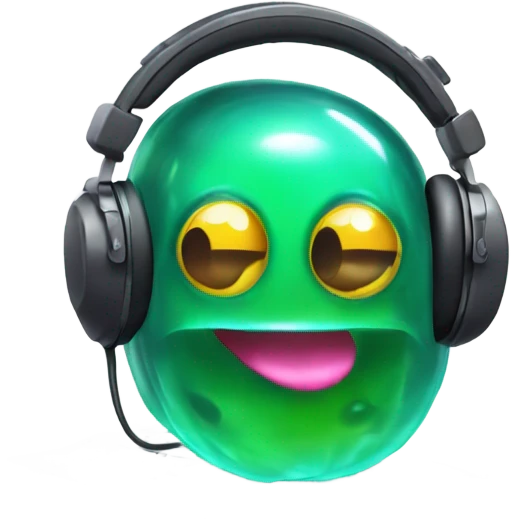 jelly blob with headphones and a music pad emoji