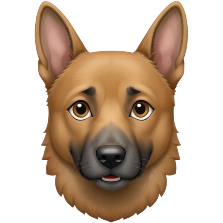 chien Malinois croisé, couleur grise, yeux gris et poils mi long emoji