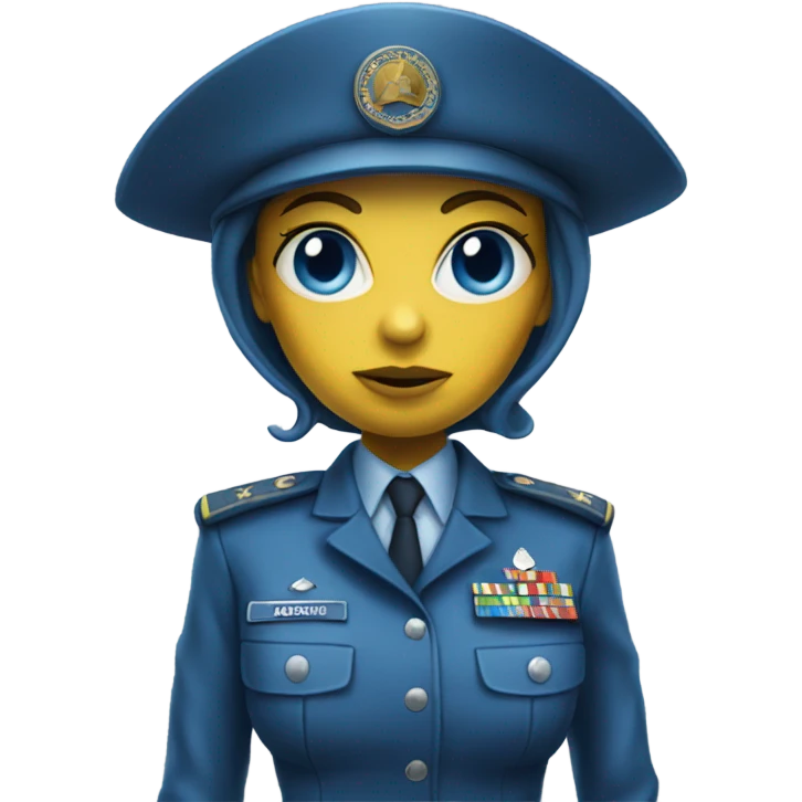 female blue alien military emoji