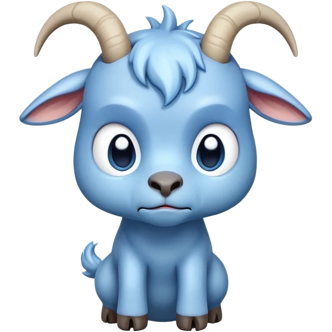 Disapppinted-crying with tears-cute-full body-blue goat-head tilted back emoji