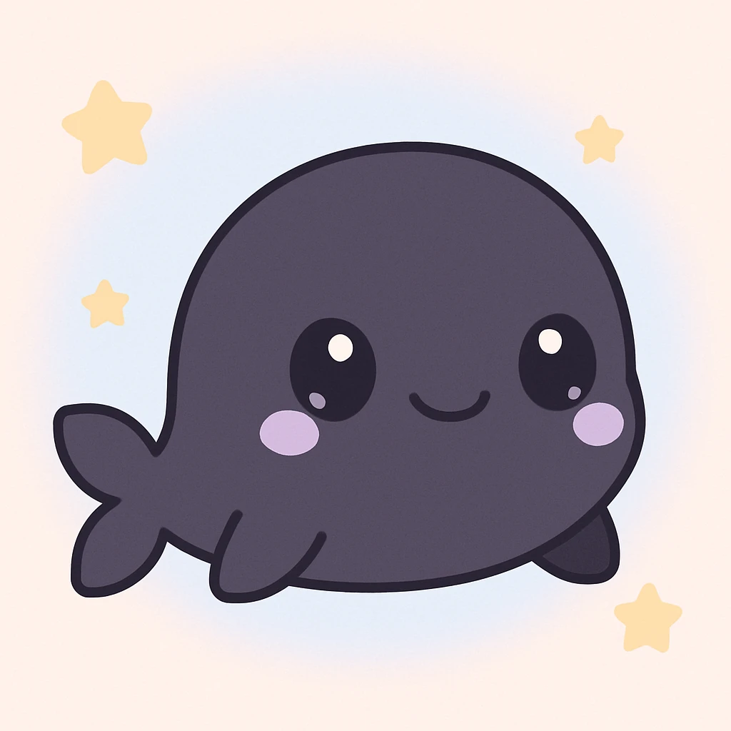 a black whale, kawaii style emoji