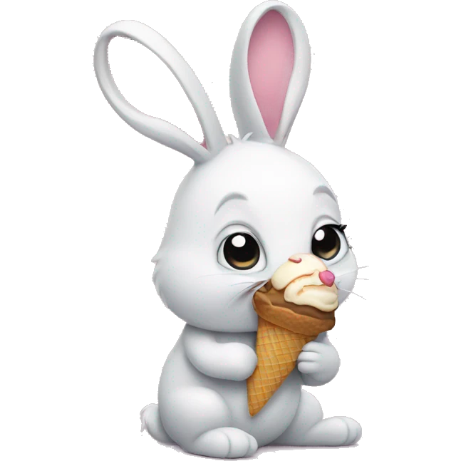 Bunny with ice cream emoji
