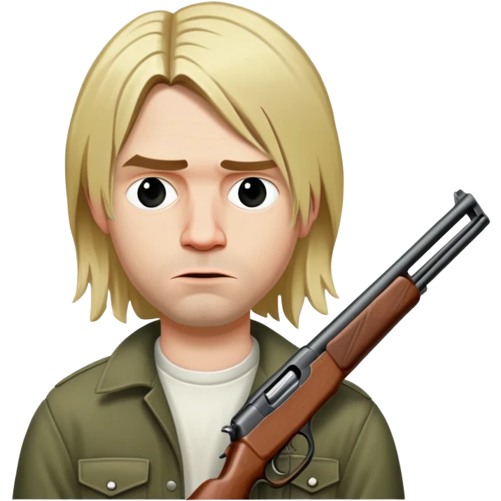 Kurt Cobain with shotgun pointing on his head emoji