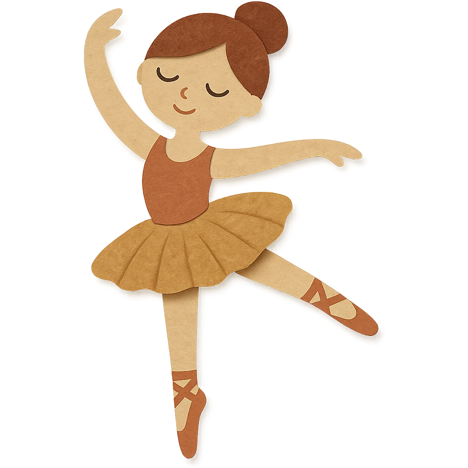 paper craft style girl doing ballet emoji