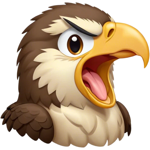 Cinematic Cute Yawning Hawk Portrait Emoji, Head tilted slightly with a dramatic, wide-open yawn, showcasing a robust, agile form with a softly drooping beak and sleepy, half-closed eyes, Simplified yet irresistibly adorable features, highly detailed, glowing with a soft, cozy glow, high shine, relaxed yet expressive, stylized with a dash of whimsical aerial charm, soft glowing outline, capturing the essence of a drowsy yet affectionate hawk that appears ready to stretch out for a nap! emoji