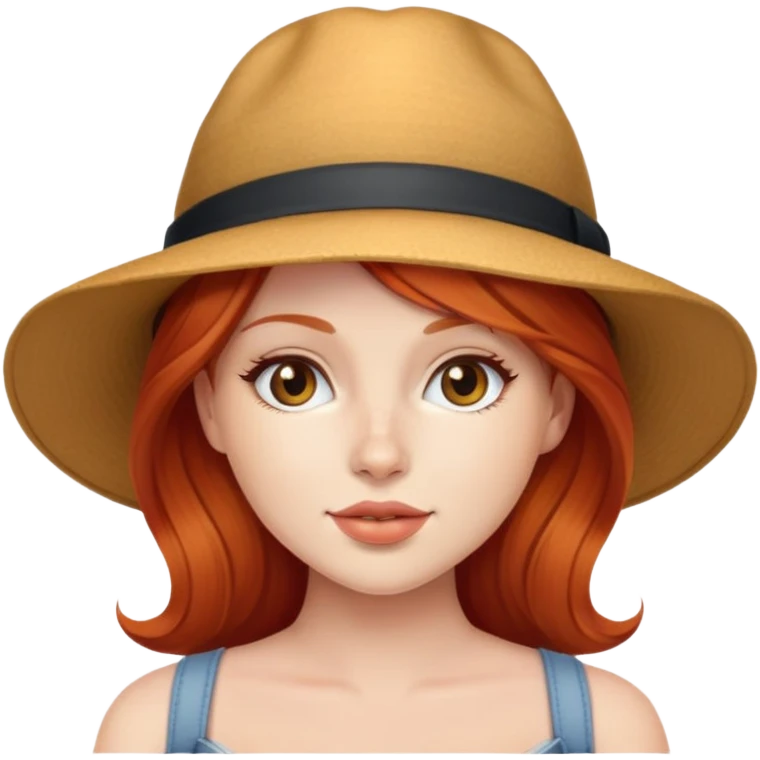 Busty redhead girl with hat emoji
