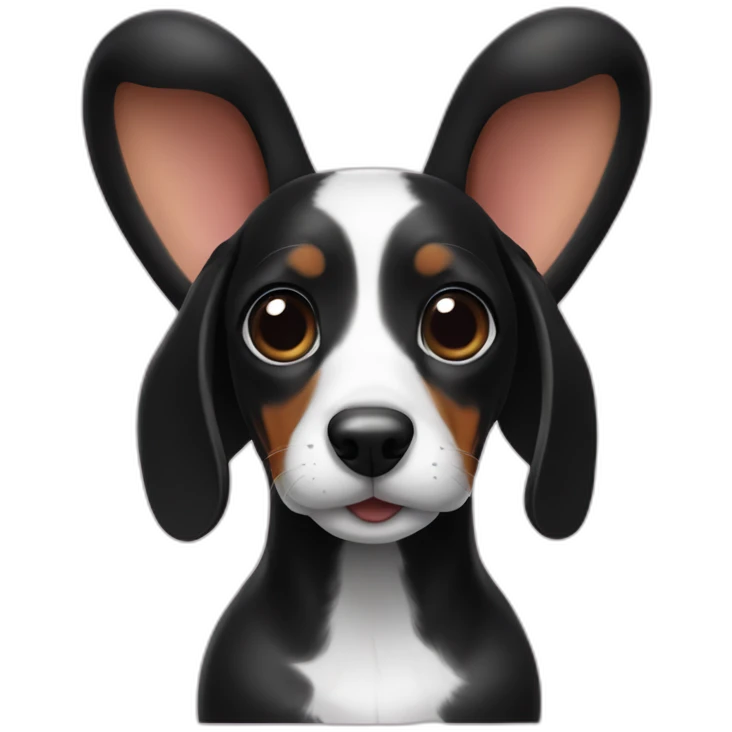 dog dachshund black in the form of a white bunny with ears emoji