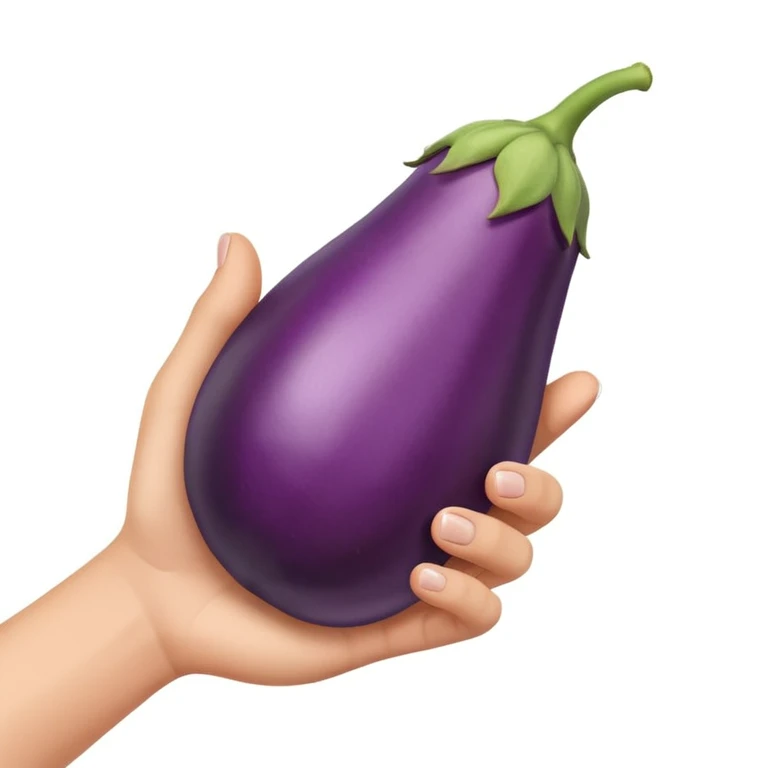 hand holding an eggplant  emoji