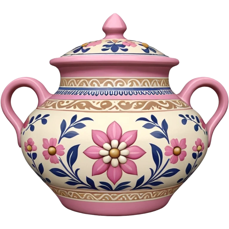 Pink, white and beige Talavera pot emoji
