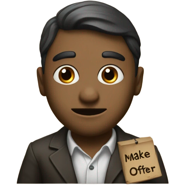 Pepega with a sign saying “Make an Offer” emoji