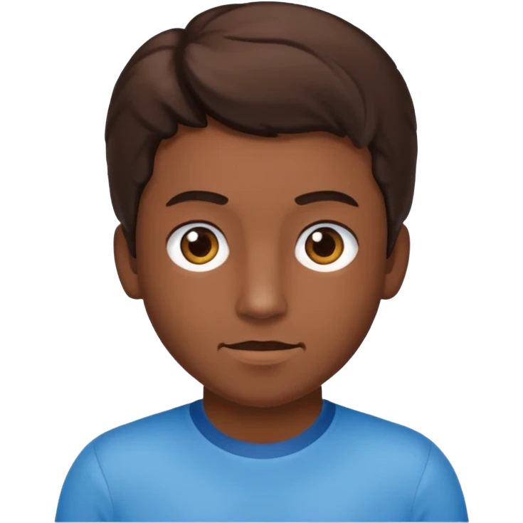 Crie um menino com cabelo castanho escuro com os olhos azuis emoji
