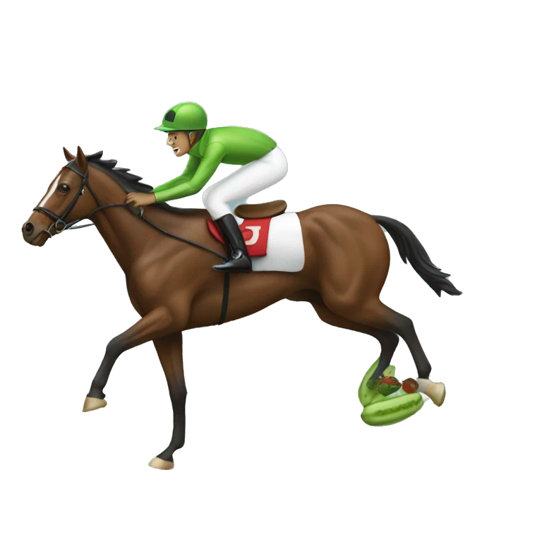 Jockey riding a pickle emoji