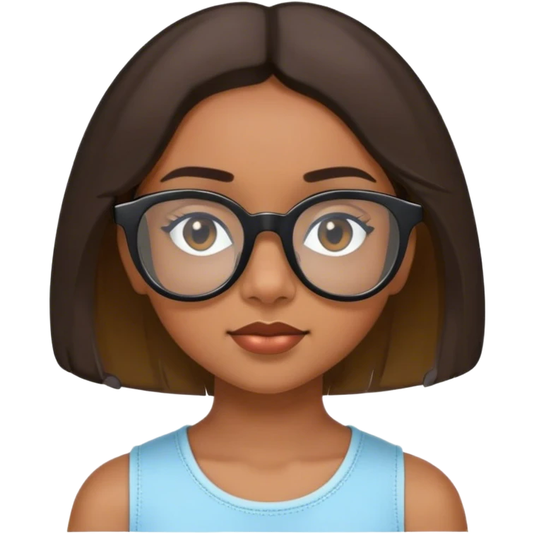 young girl with broun bob with chin-legth bob in black rayban glasses emoji