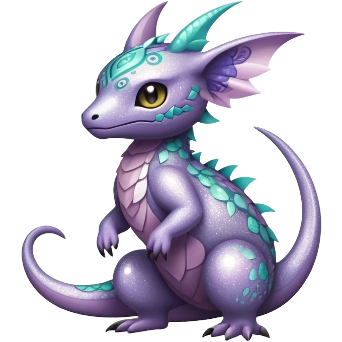 Dark-pastel greyish Randomly-colored sparkly exotic Fakémon-creature with random patterns emoji