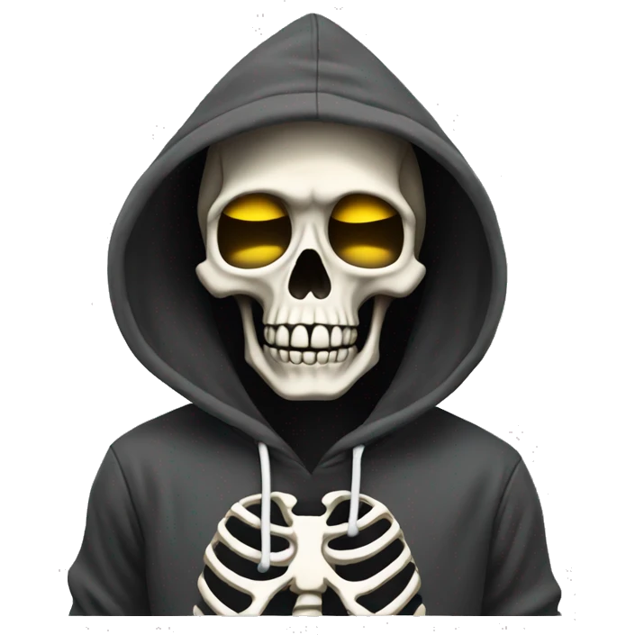 Skeleton in hoodie vaping emoji