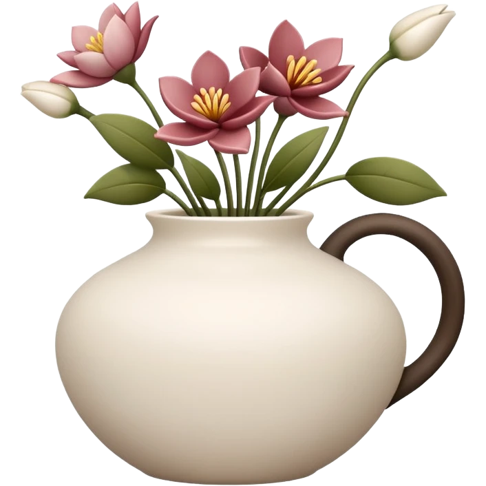A ceramic vase with ikebana style floral arrangements emoji