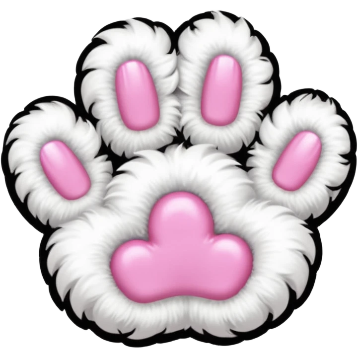 white fluffy paw, view from the top, pink nails, cute emoji