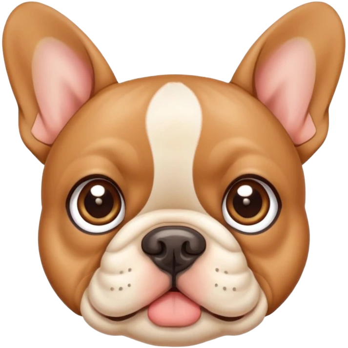 cute tan french bulldog face with big eyes and flat nose emoji