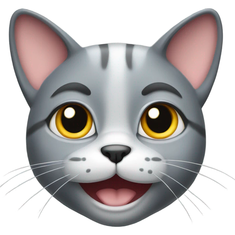 Cat grey happy emoji