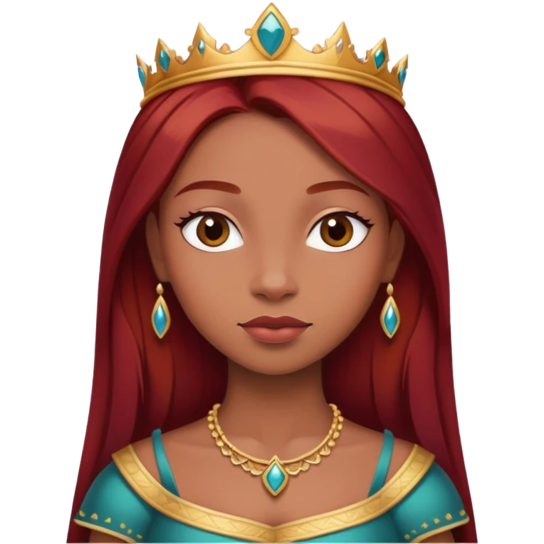 brown princess with straight dark red hair emoji