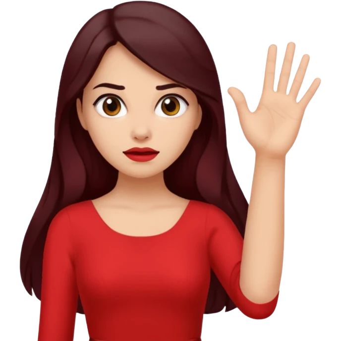 I want the woman to look like she is rejecting something. She is holding her hand up like "nope" and looking unimpressed and sassy emoji