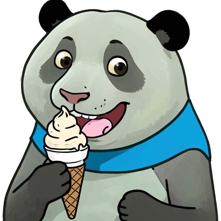 Panda eating ice cream emoji