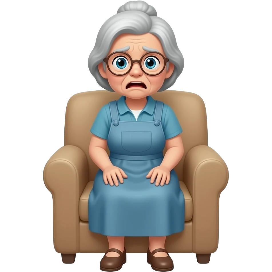 abuela asustada pero cuerpo entero pero que este sentada emoji
