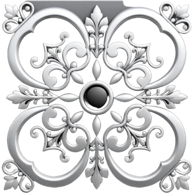 Black and silver filigree page corner, 3D, extremely detailed design emoji