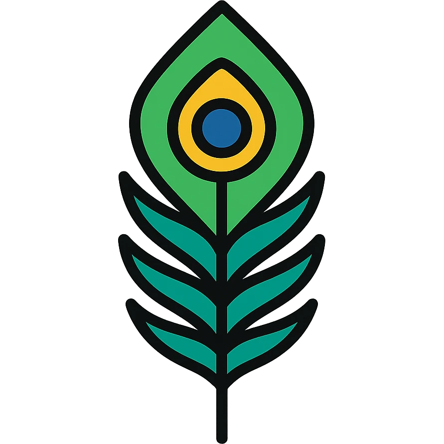 peacock feather icon with color outline emoji