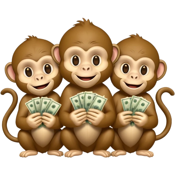 3 Monkeys with Money emoji
