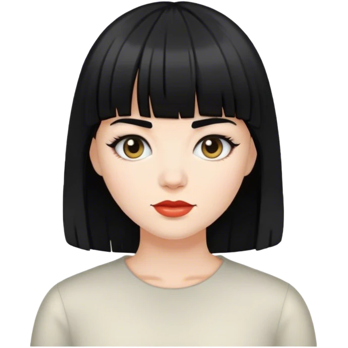 Zumbi branca franja cabelo preto emoji
