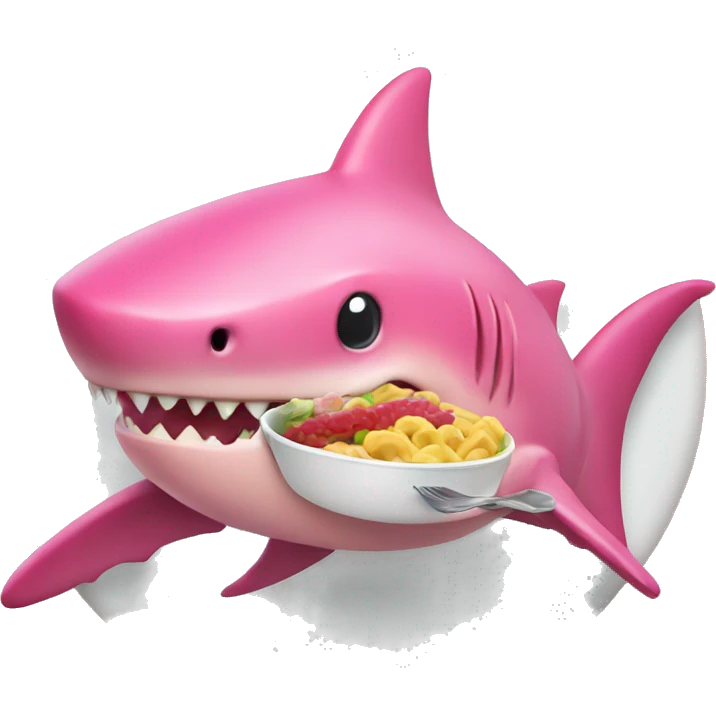 pink shark eating food emoji