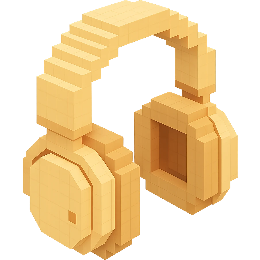 full-size Sony headphones, light beige color, isometric view emoji